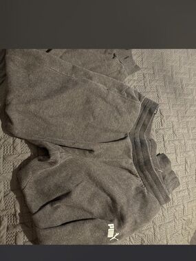 Puma Gray Fleece Sweatpants with Logo Tag